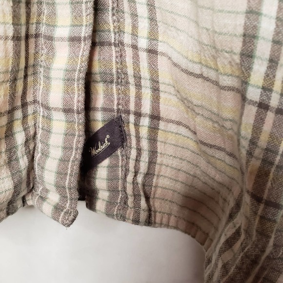WOOLRICH Cotton Blend Plaid Button Down Short Sleeve Blouse XL - Picture 3 of 10